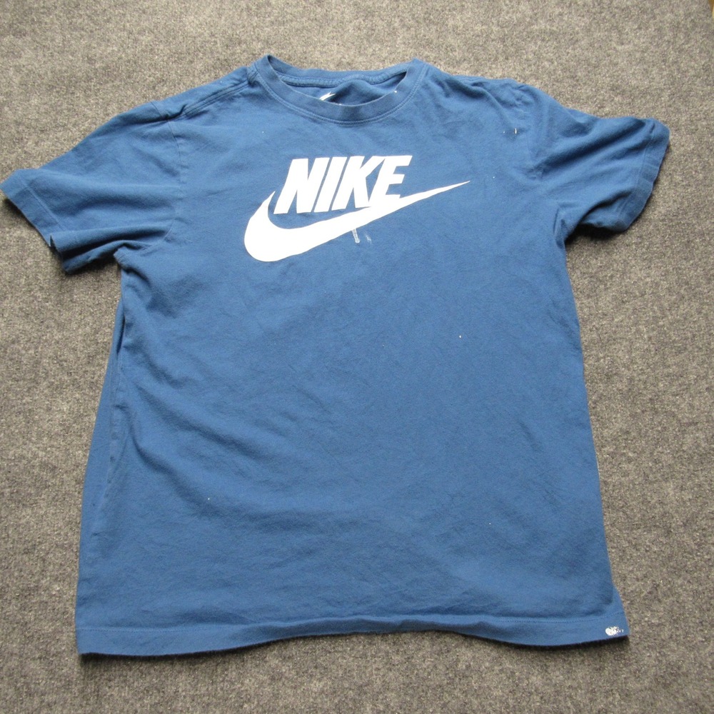 Nike Mens Futura Logo Graphic T-Shirt Blue Short Sleeve Crew Neck Size M